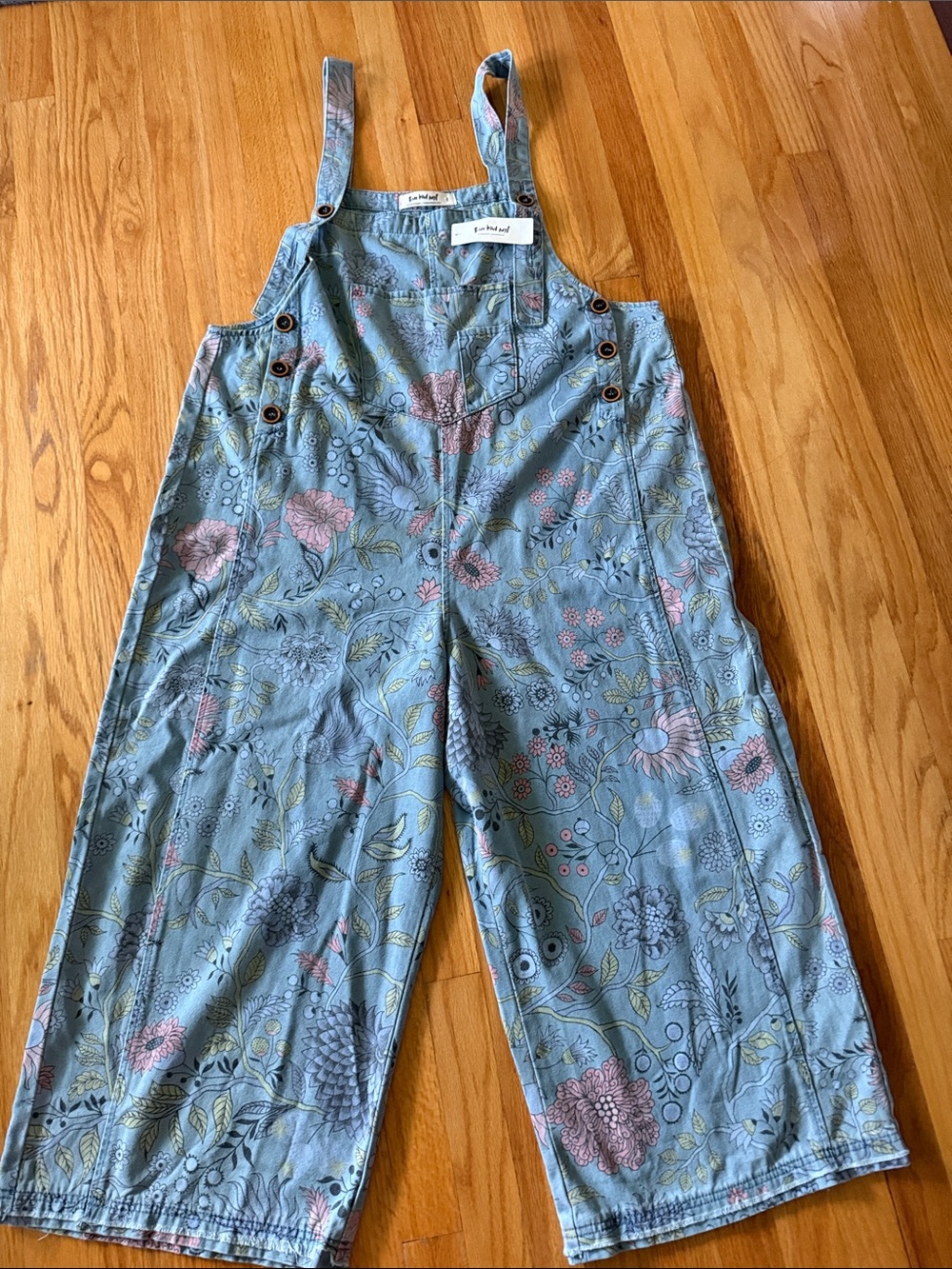 NWT Three Bird Nest High Hopes Slouchy Denim Boho Overalls B20 - Picture 3 of 5